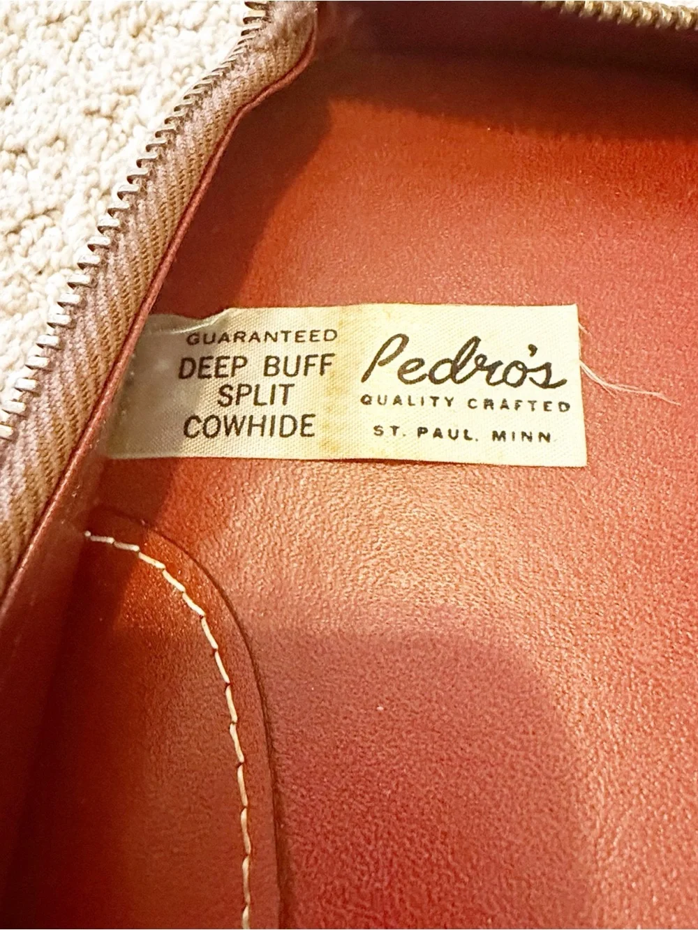 Vintage Split Cowhide Leather Legal Portfolio Briefcase Document Bag USA 50s 60s